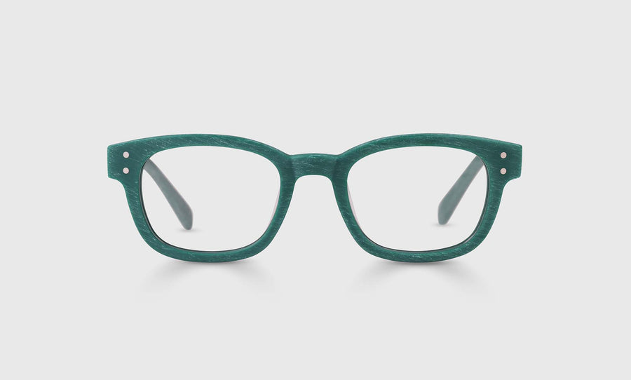 Biff Narrow Color 07 - Forest Green Woodgrain Front and Temples