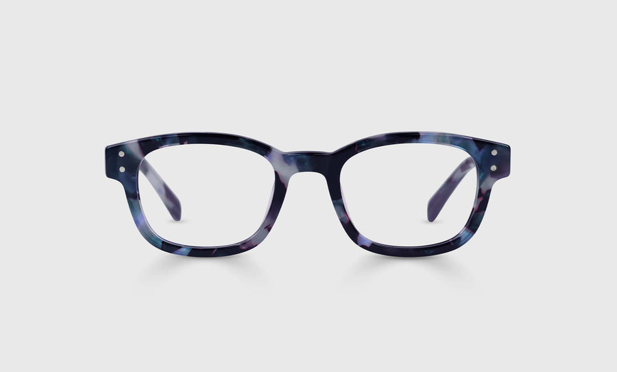 Biff Narrow Color 13 - Blueberry Tortoise Front and Temples