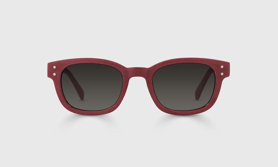 Biff Narrow Color 14 - Crimson Woodgrain Front and Temples