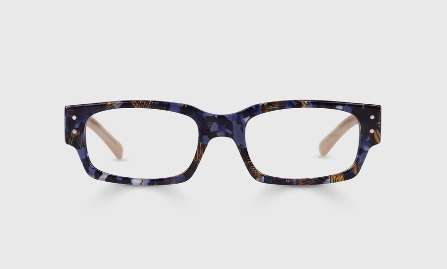 Peckerhead Color 11 - Blue and Amber Front with Milky Brown Temples