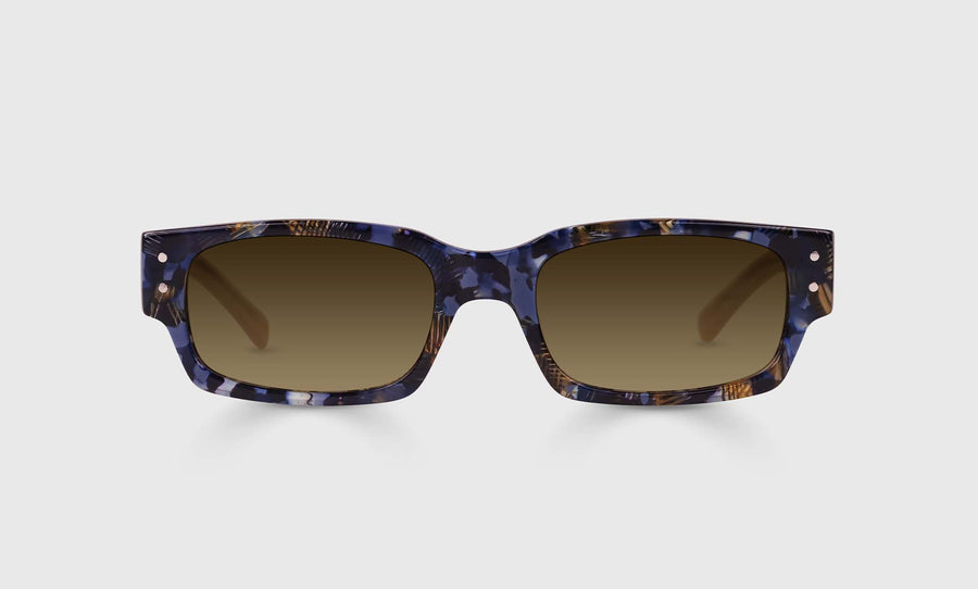 Peckerhead Color 11 - Blue and Amber Front with Milky Brown Temples