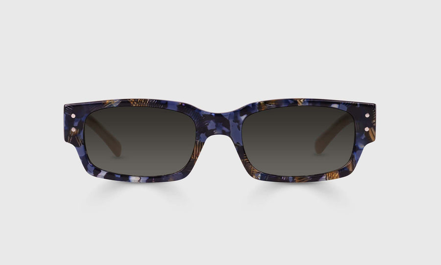 Peckerhead Color 11 - Blue and Amber Front with Milky Brown Temples