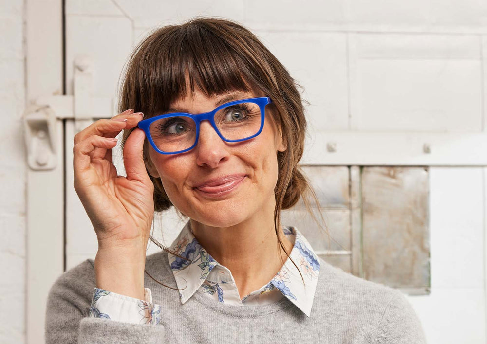 Model Wearing Brain Break in Blue